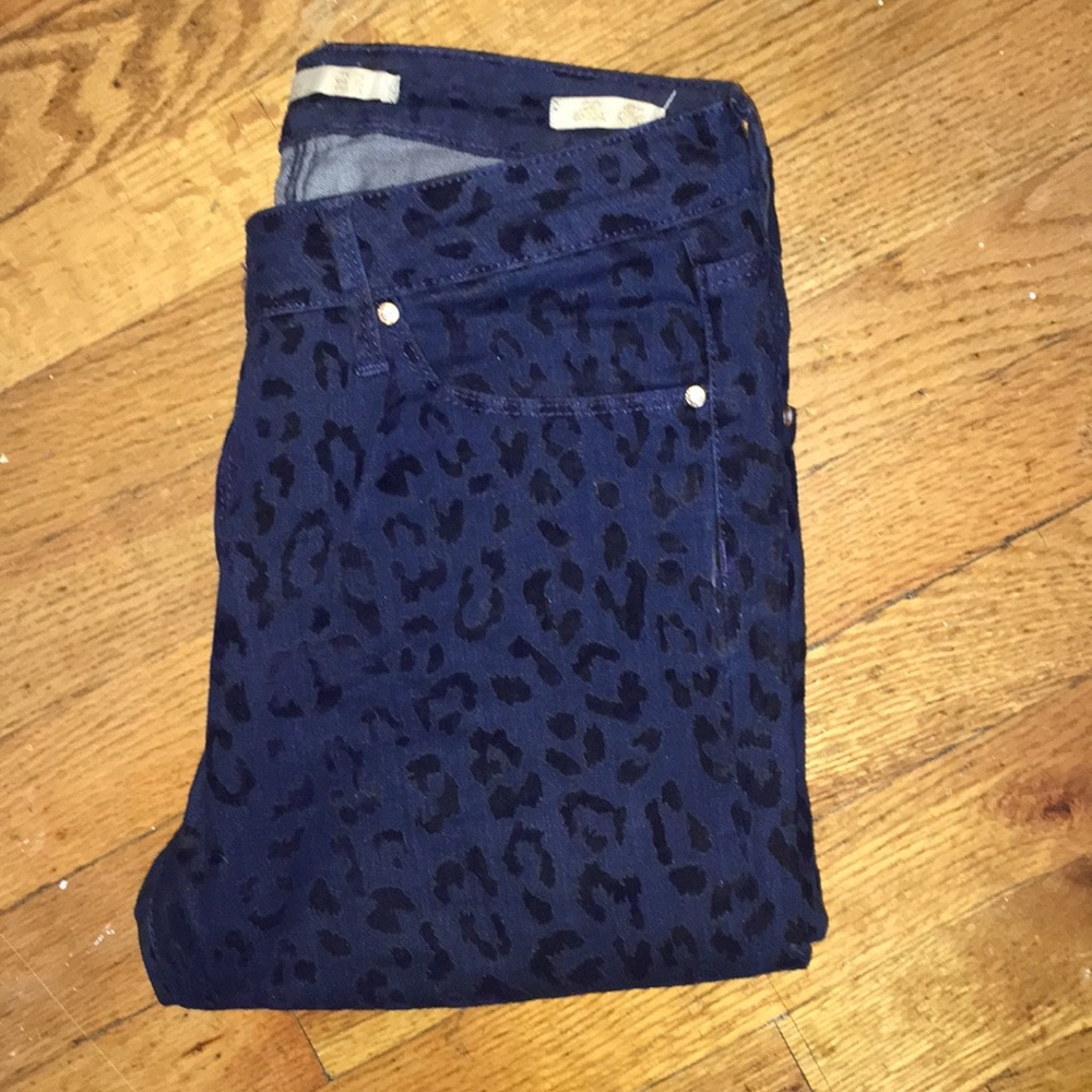 Zara Blue Leopard Skinny Jeans